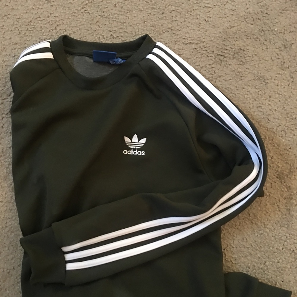 Adidas army green crewneck